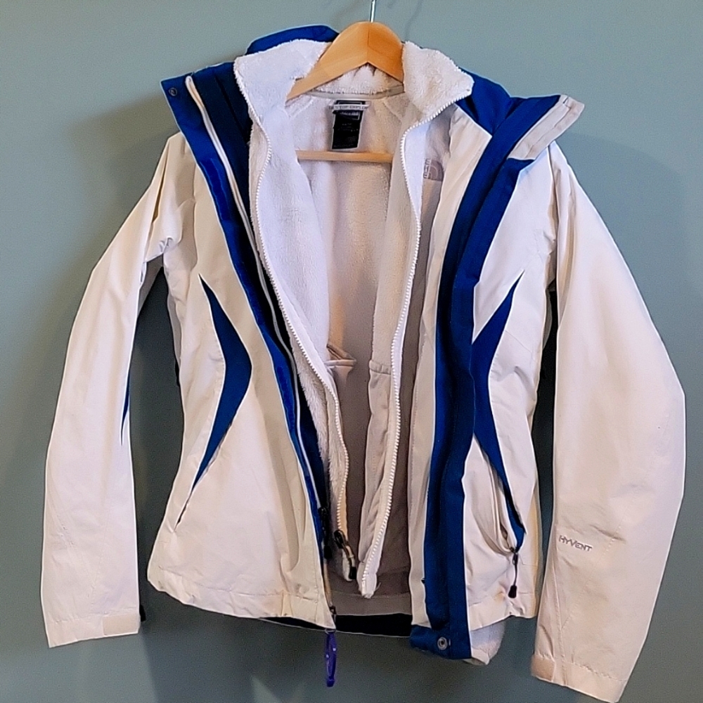 2-piece Northface White and Blue ski jacket XS